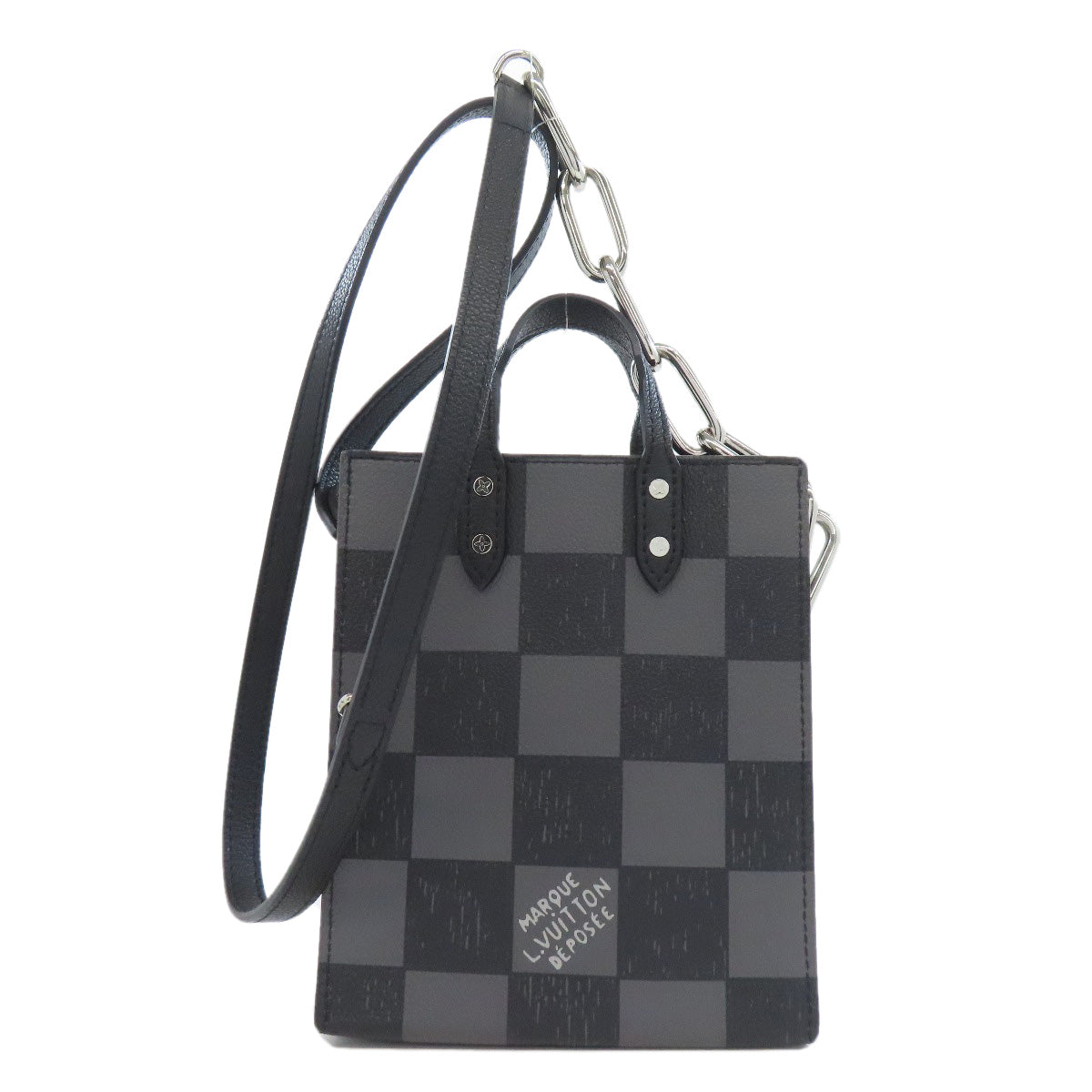  LOUIS VUITTON Handbag Damier canvas black Damier Checkerboard Sac PlatXS
