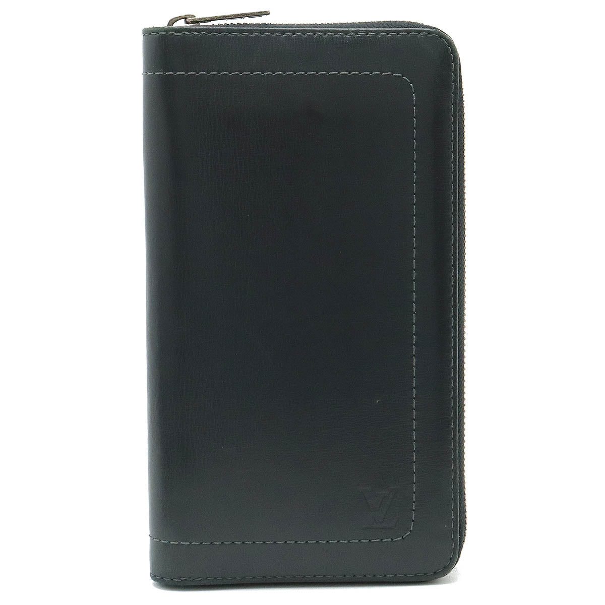 Louis vuitton Utah Jeepy Organizer Round Long Wallet Carf Leather Basalt Initial Inlet M97026