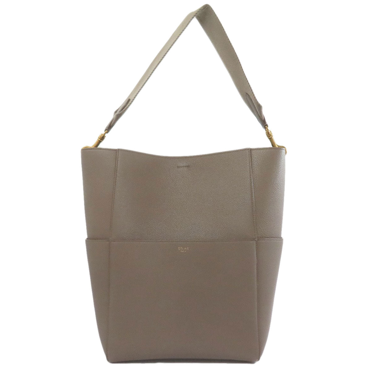 CELINE Tote Bag leather Brown Sangle Bucket