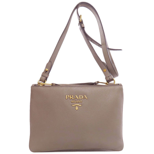 PRADA Shoulder Bag Calfskin gray logo