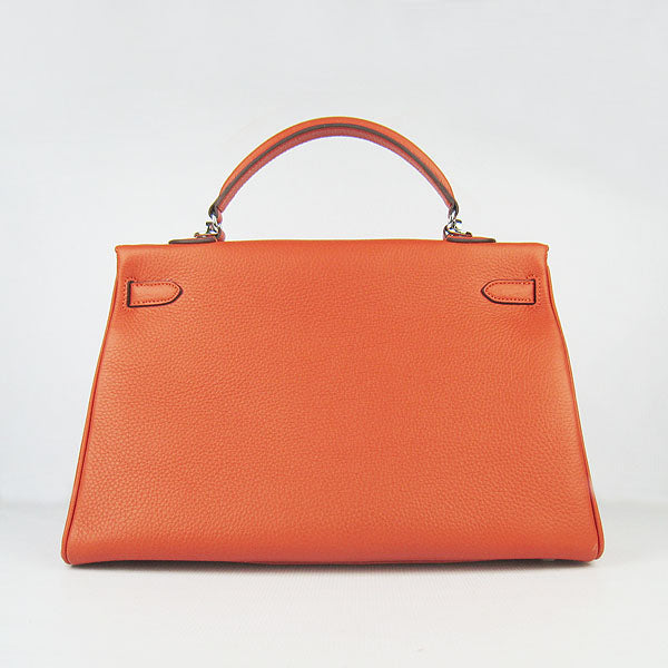 Luxury Hermes Kelly 35cm Togo Leather Handbag Orange/Silver