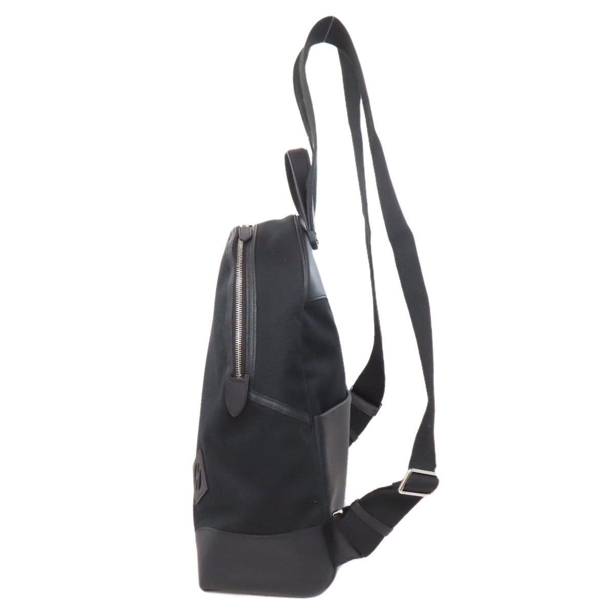 HERMES Backpack canvas black Slicked Back Silver Metal