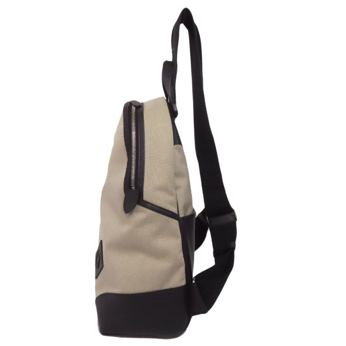 HERMES Backpack canvas beige Slicked Back Silver Metal