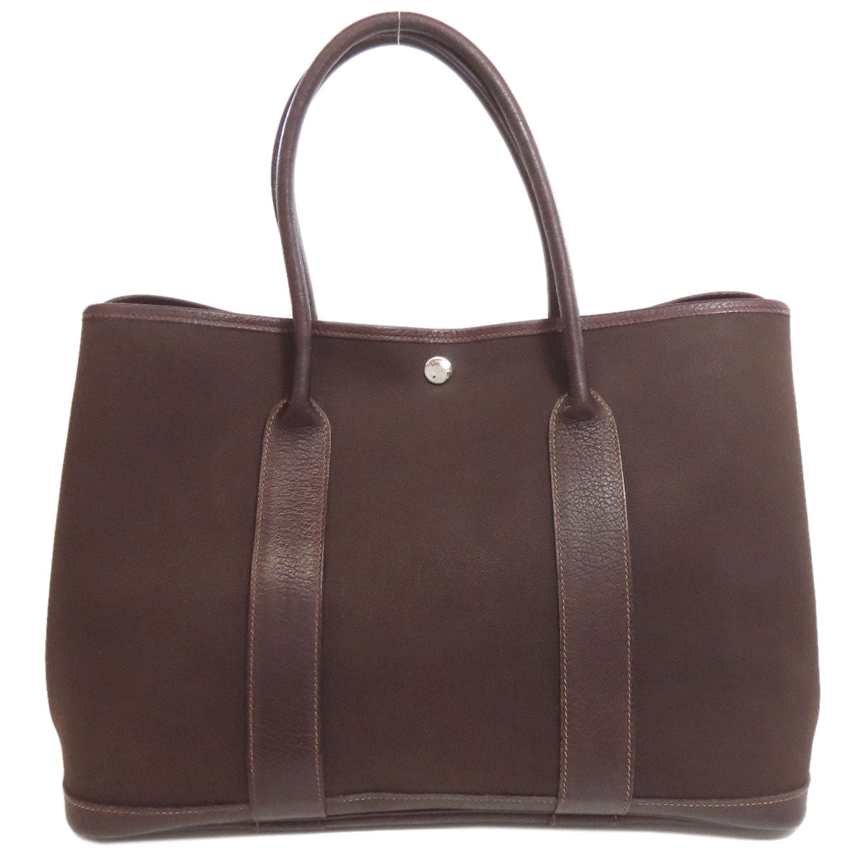 HERMES Tote Bag Towar Officche Brown Garden Party PM SilverMetal