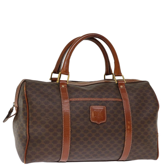 Luxury CELINE Macadam Canvas Boston Bag PVC Leather Brown 76021