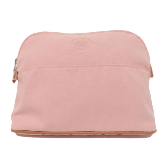 HERMES Cosmetics Pouch canvas pink Bolide Pouch Silver Metal
