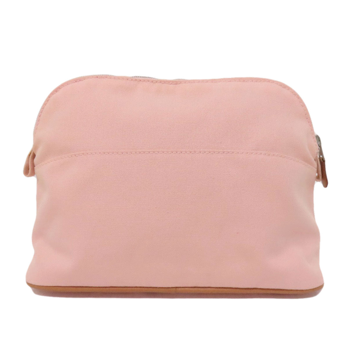 HERMES Cosmetics Pouch canvas pink Bolide Pouch Silver Metal