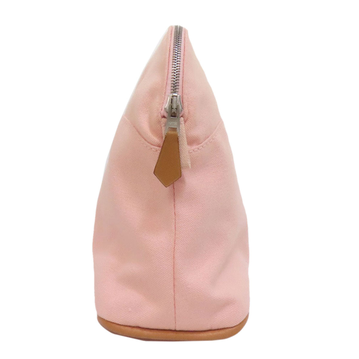 HERMES Cosmetics Pouch canvas pink Bolide Pouch Silver Metal