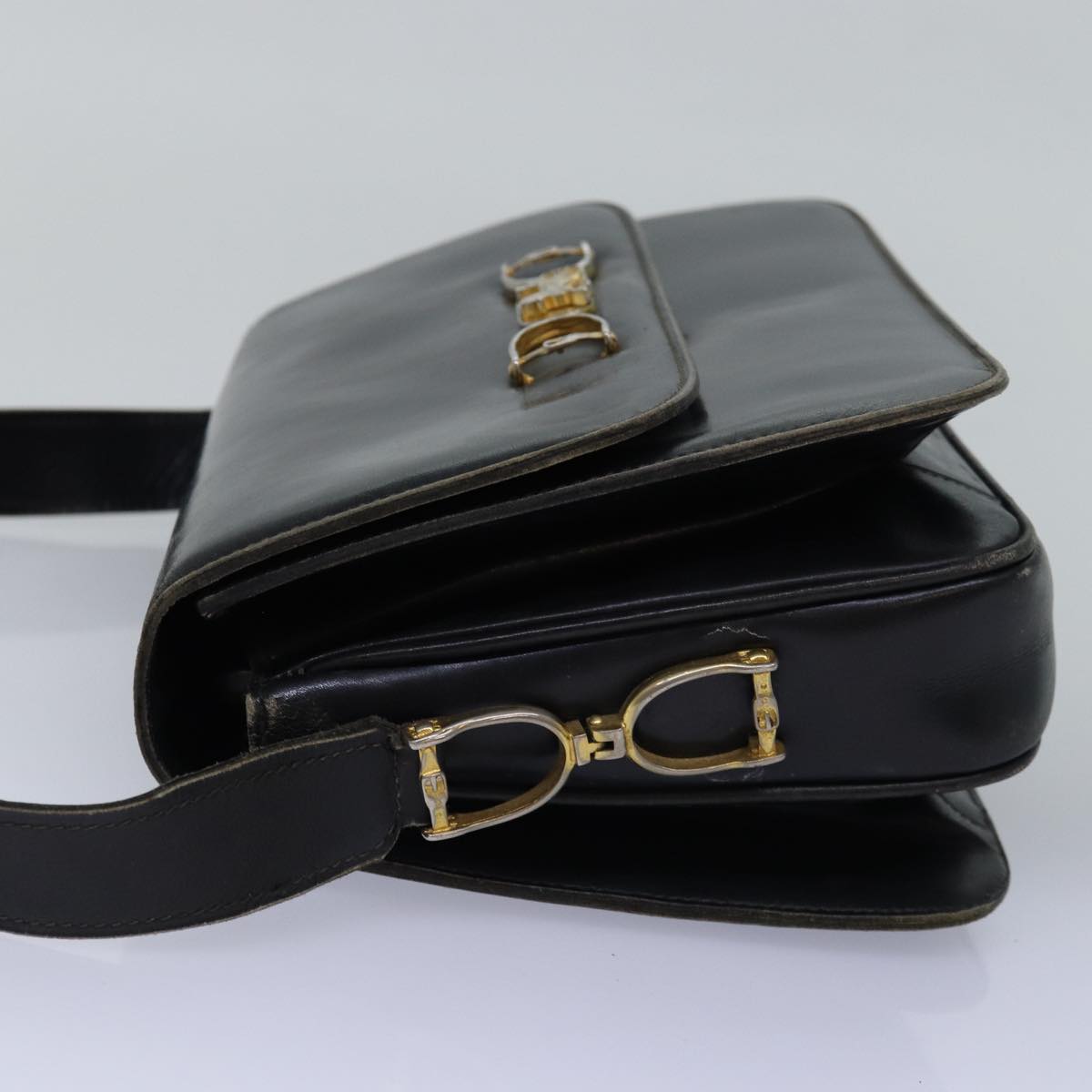 Luxury CELINE Shoulder Bag Leather Black 76080