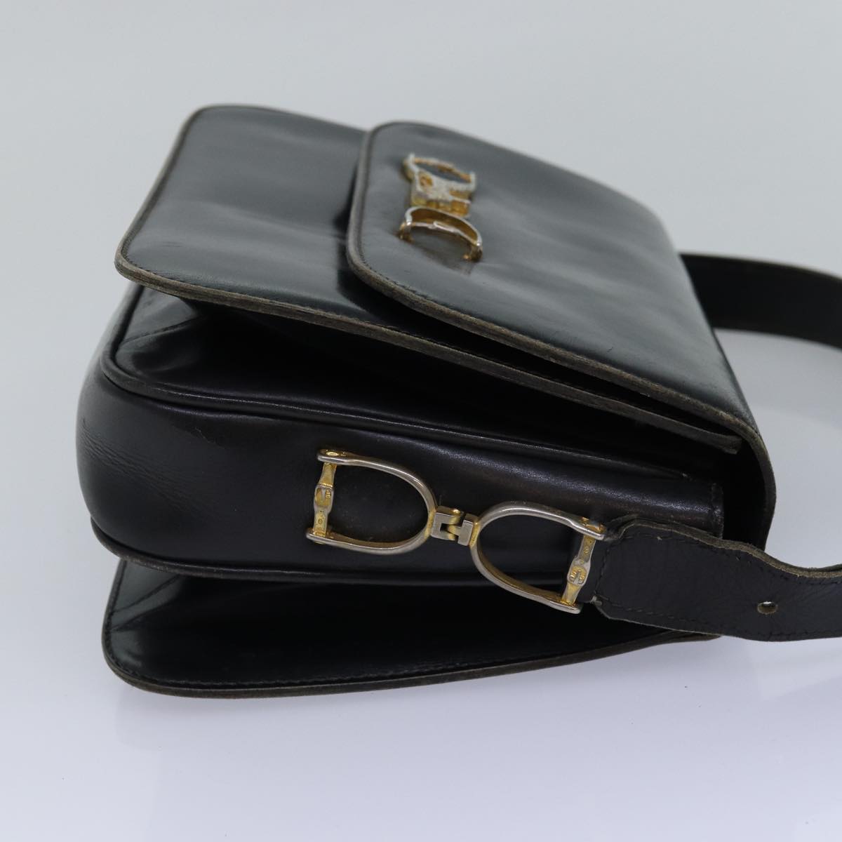 Luxury CELINE Shoulder Bag Leather Black 76080