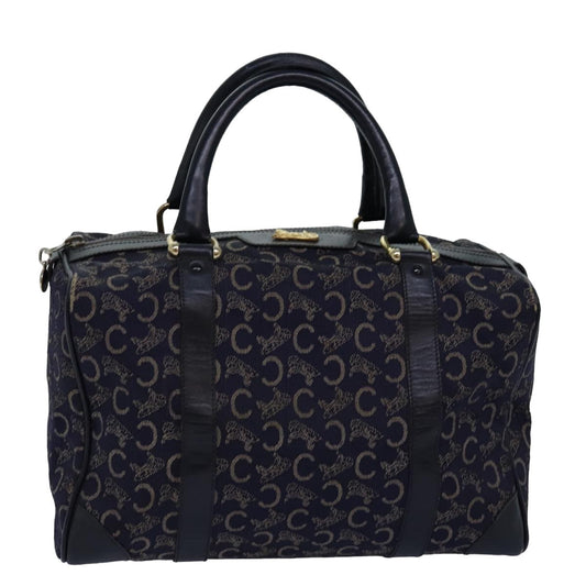 Luxury CELINE C Macadam Canvas Boston Bag Navy 76140