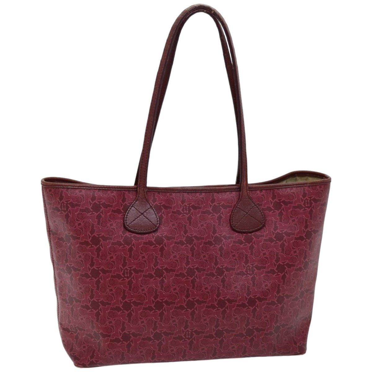 Luxury CELINE Horse Carriage Macadam Canvas Tote Bag PVC Leather Bordeaux 76141