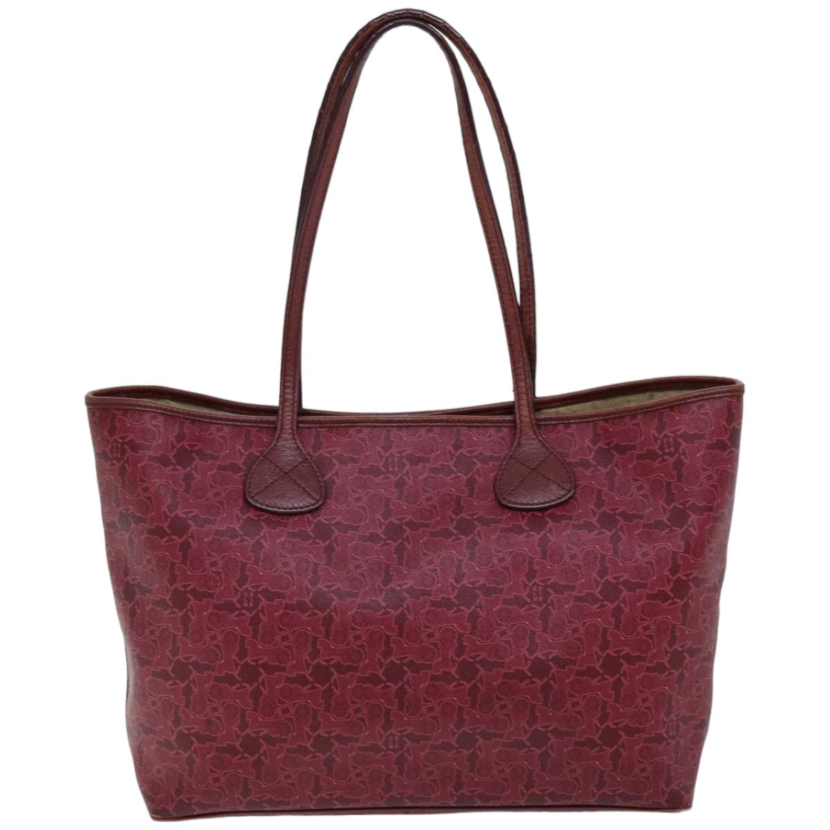 Luxury CELINE Horse Carriage Macadam Canvas Tote Bag PVC Leather Bordeaux 76141