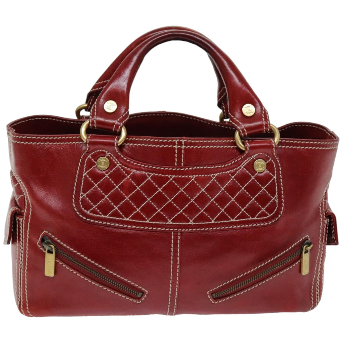 Luxury CELINE Hand Bag Leather Red 76145