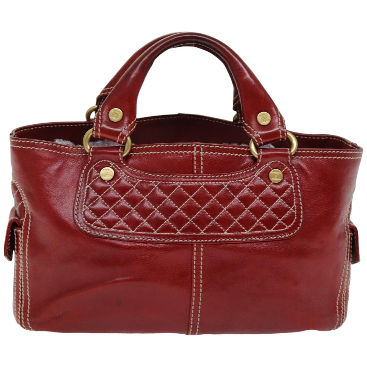 Luxury CELINE Hand Bag Leather Red 76145