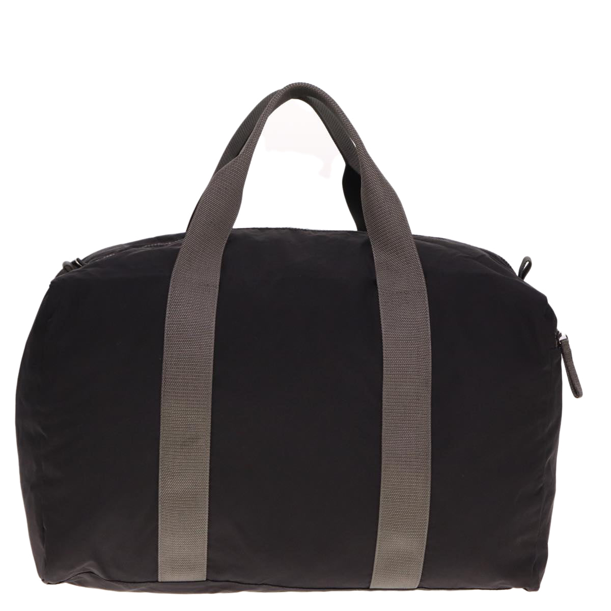PRADA Boston Bag Nylon Black Gray Auth 76178