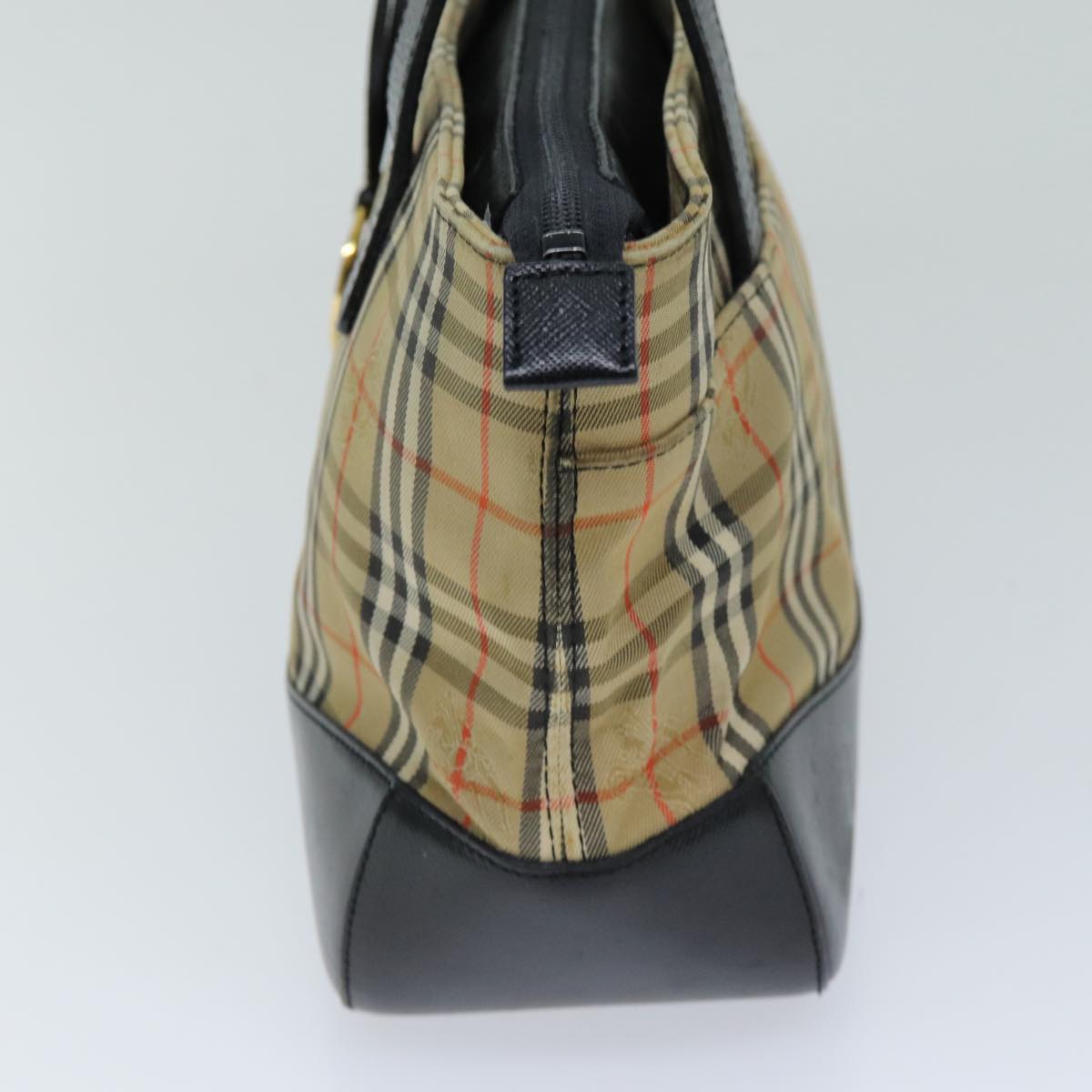 Burberry Nova Check Hand Bag Canvas Beige Auth 76210