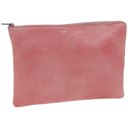 Luxury CELINE Clutch Bag Leather Pink 76410