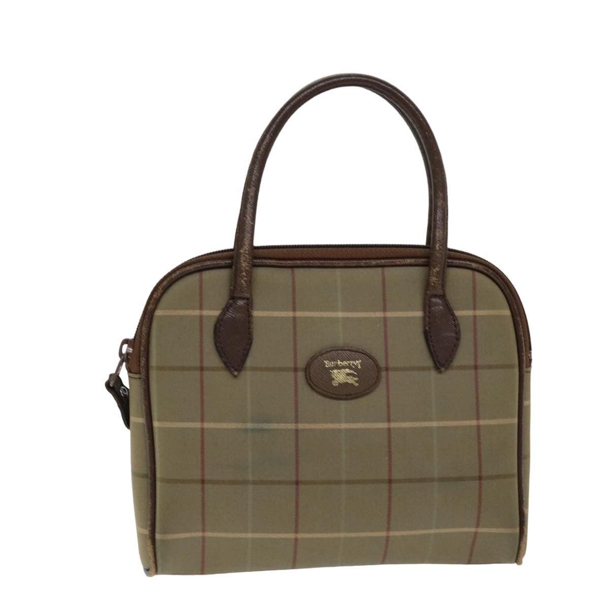 Burberry Nova Check Hand Bag Canvas Beige Auth 76501