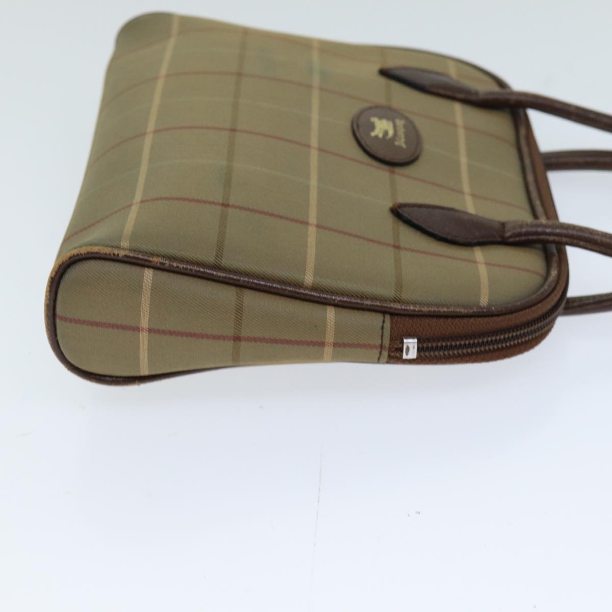 Burberry Nova Check Hand Bag Canvas Beige Auth 76501