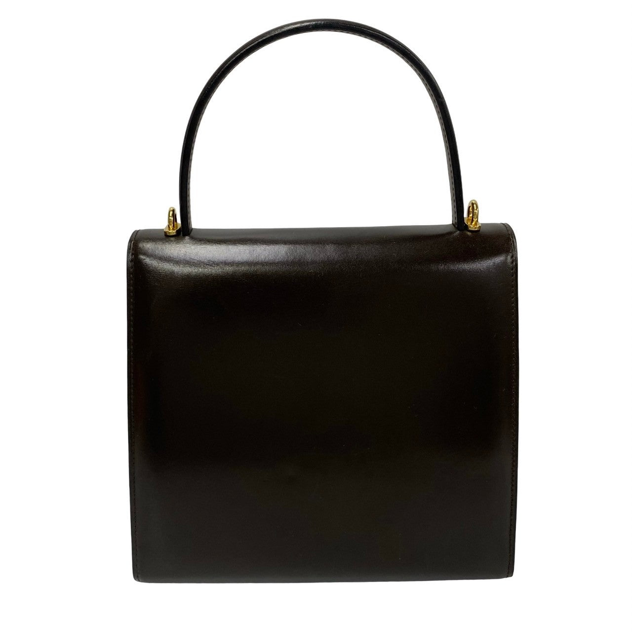 CELINE Tote Bag Calfskin Brown Circle Logo Metal Women
