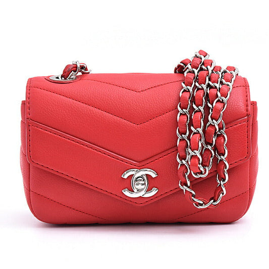 Chanel Caviar Skin Chevron V Stitch Chain Mini Shoulder Bag