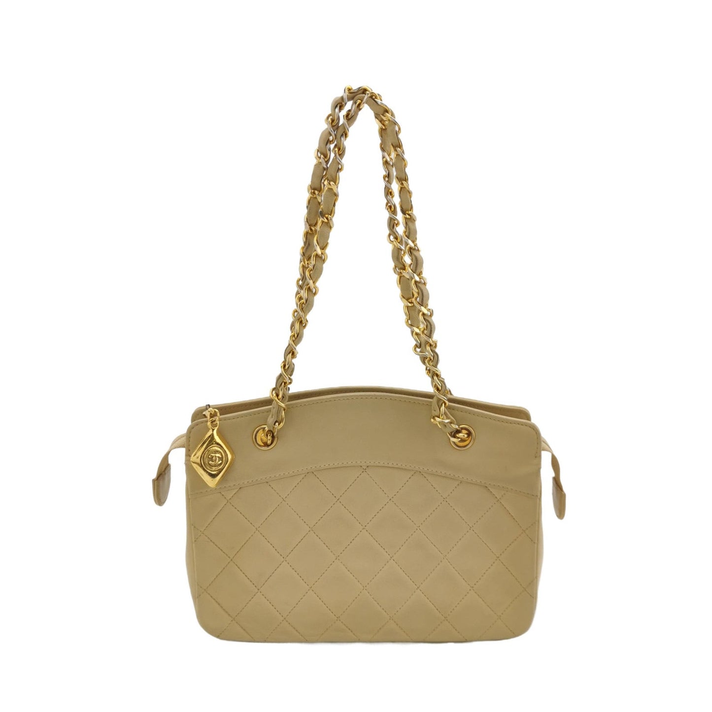 Chanel Off White Small Leather Shoulder Bag with Metalasse Chain