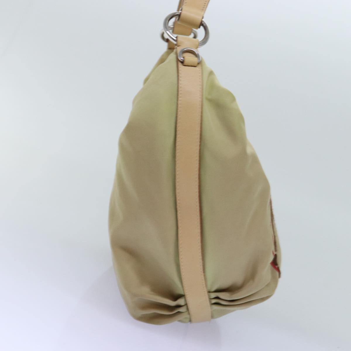 PRADA Shoulder Bag Nylon Beige Auth 77348