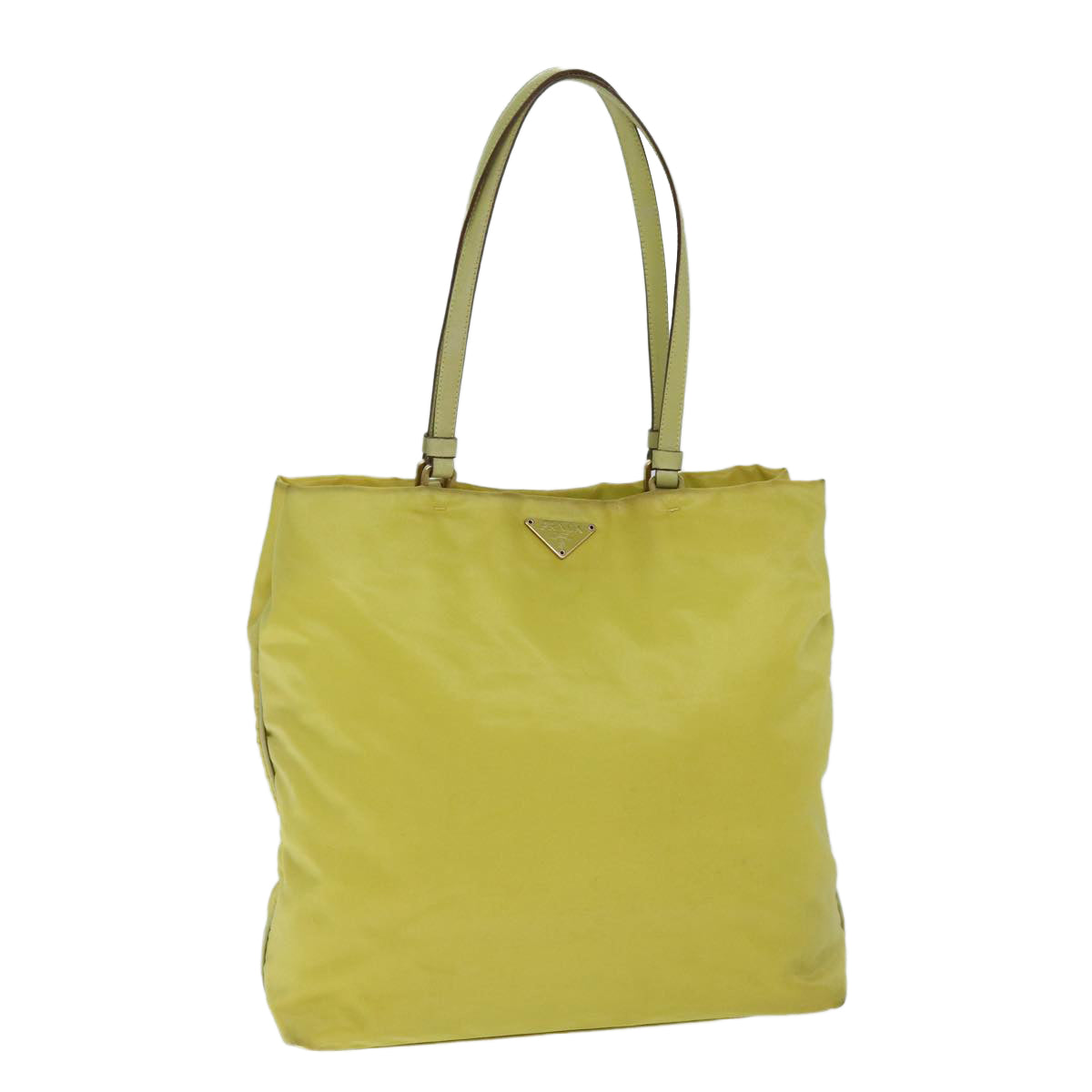 PRADA Tote Bag Nylon Yellow Auth 77355