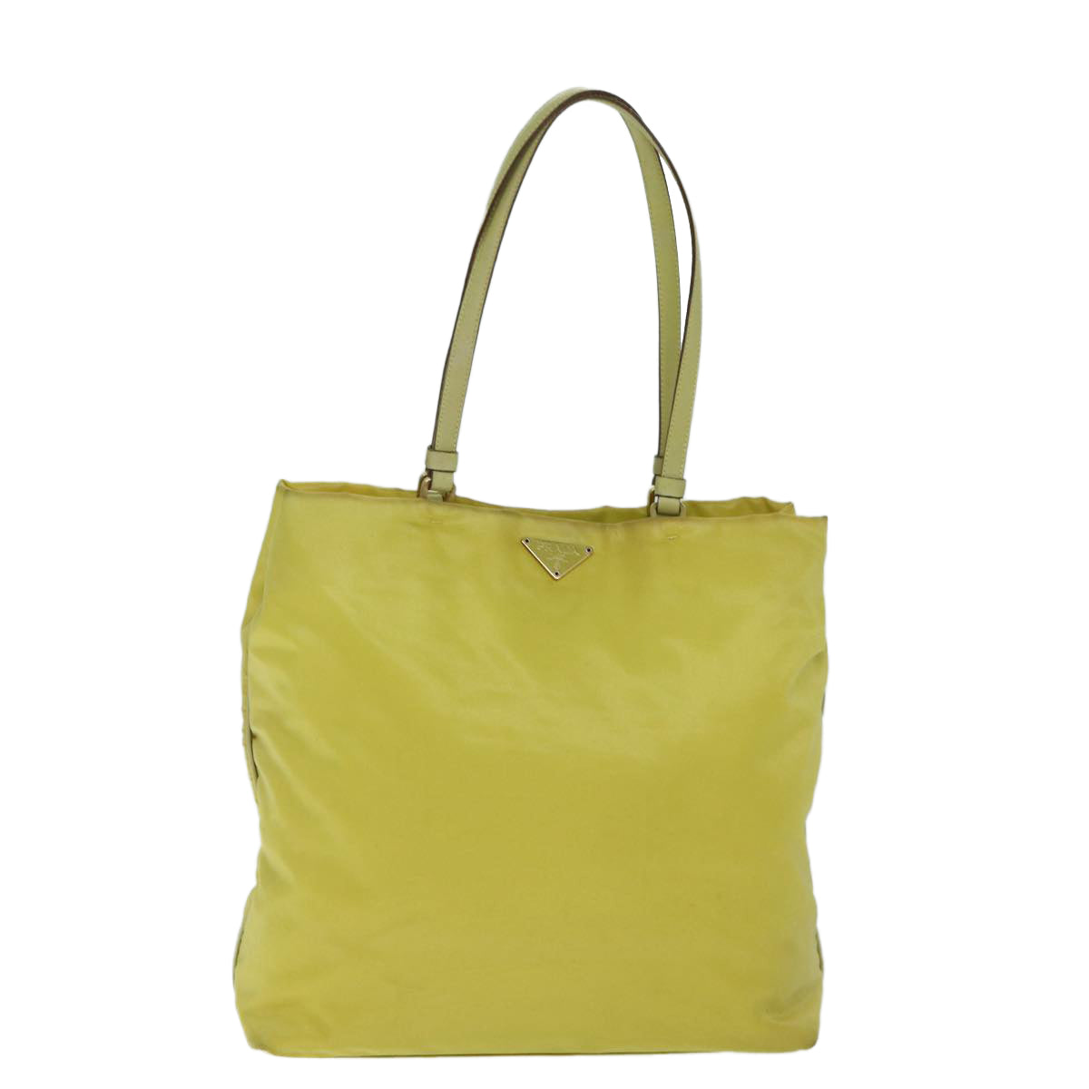 PRADA Tote Bag Nylon Yellow Auth 77355