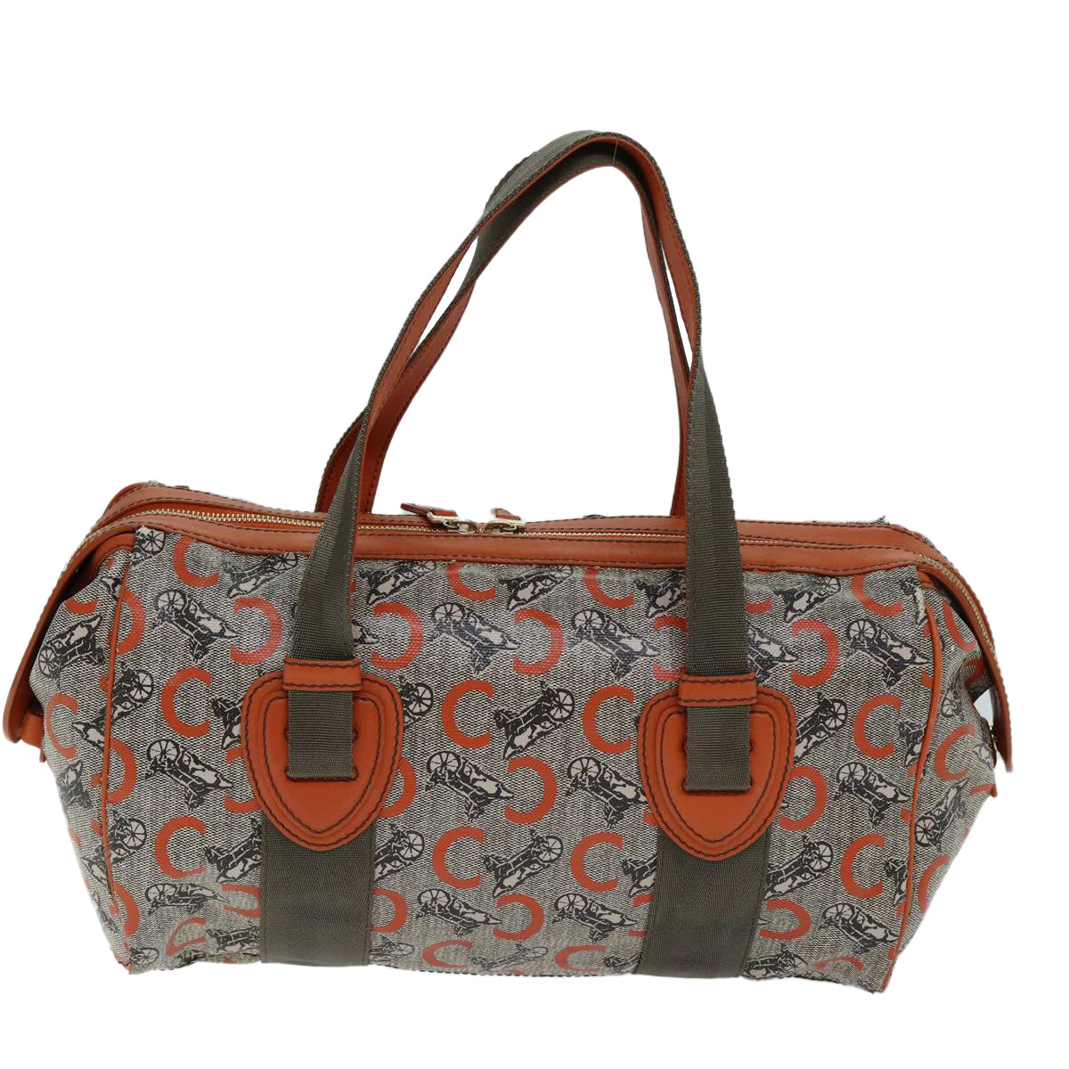 Luxury CELINE C Macadam Canvas Hand Bag Orange 77384