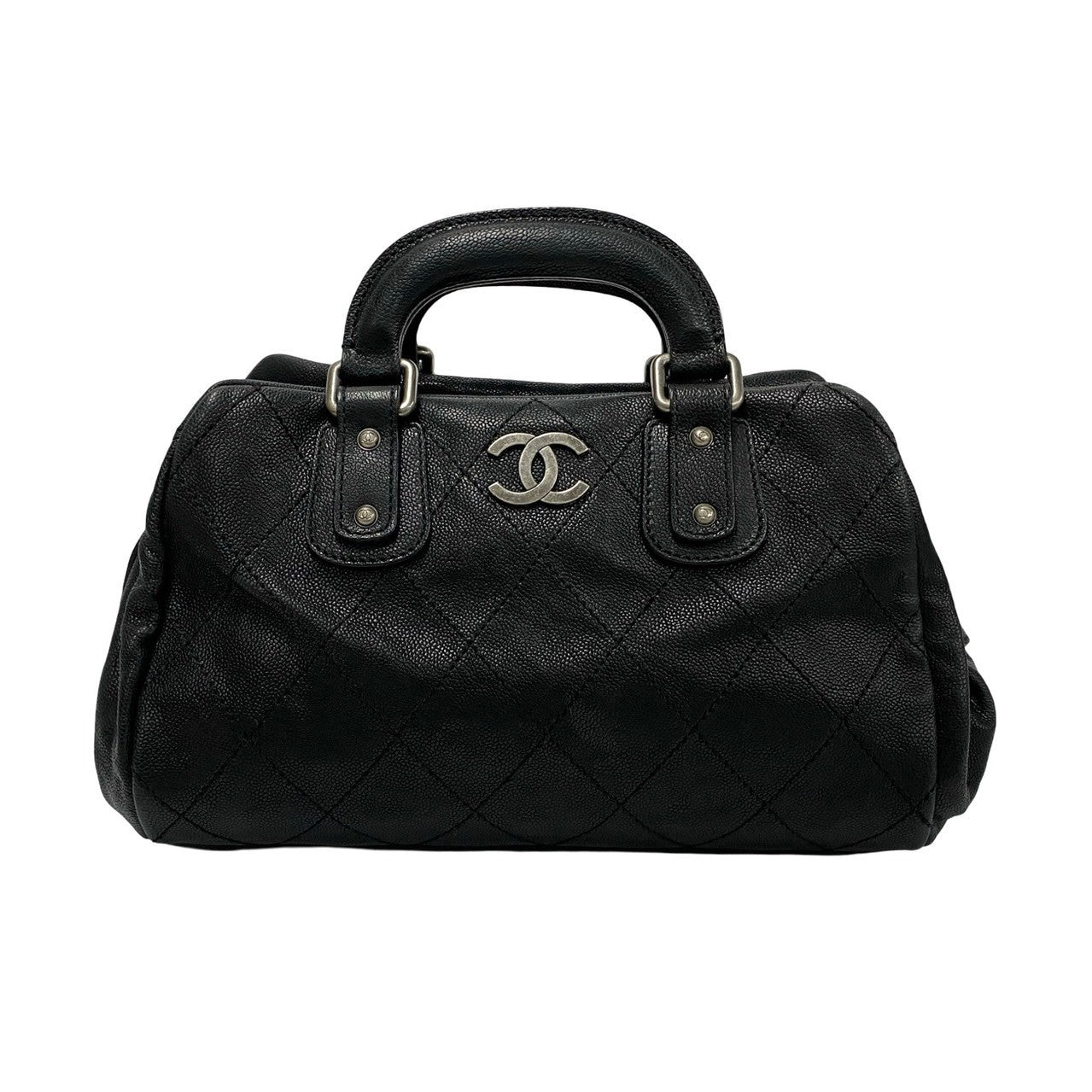 CHANEL Boston Duffel bag Matt caviar skin black Matrasse