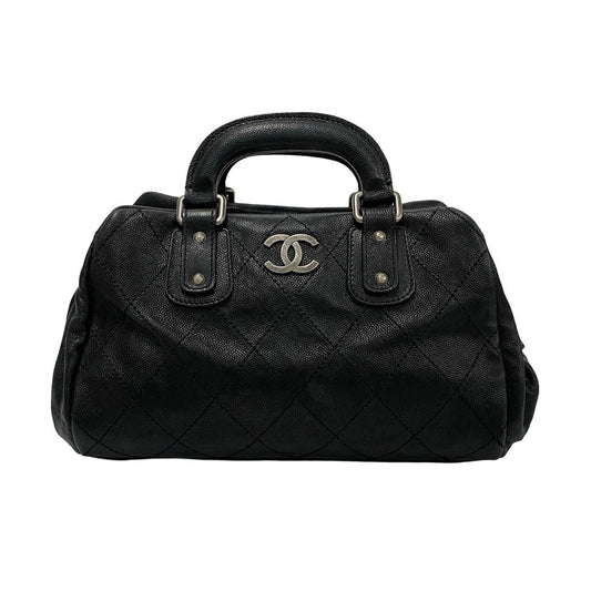 CHANEL Boston Duffel bag Matt caviar skin black Matrasse