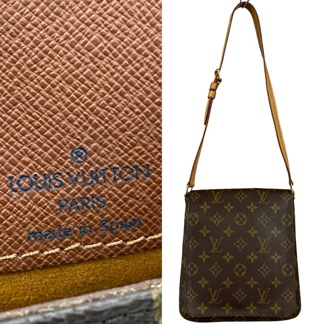 LOUIS VUITTON Shoulder Bag Leather, PVC Brown Monogram Musette Salsa Women