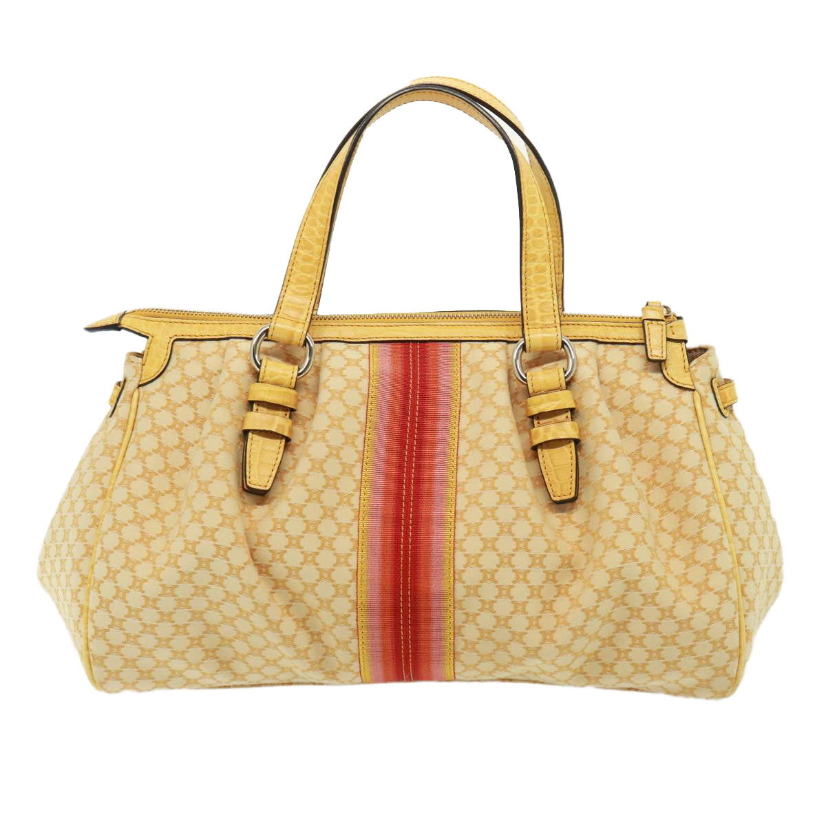 Luxury CELINE Macadam Canvas Hand Bag Beige 77703