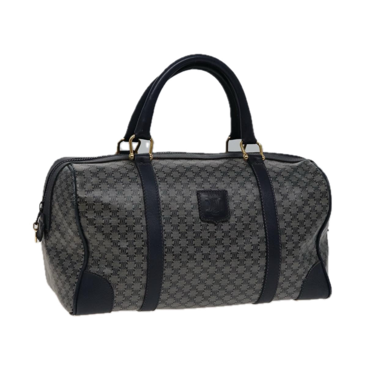 Luxury CELINE Macadam Canvas Boston Bag Navy 77711