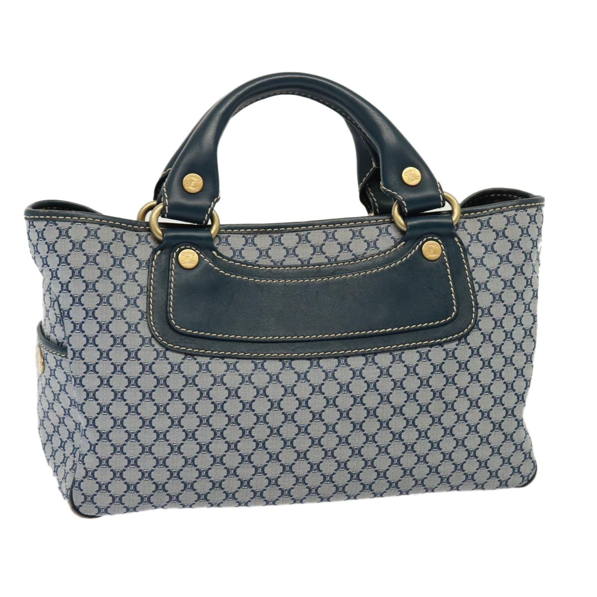 Luxury CELINE Macadam Canvas Hand Bag Navy 77737