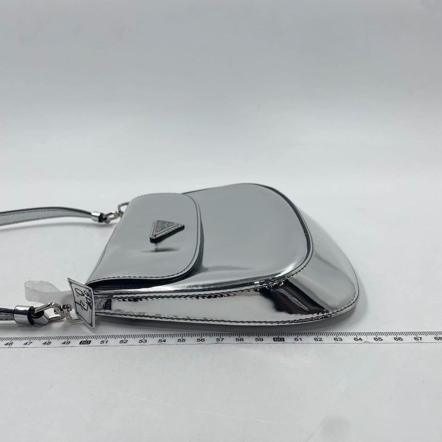 Prada Cleo Flap Silver Leather Shoulder bag