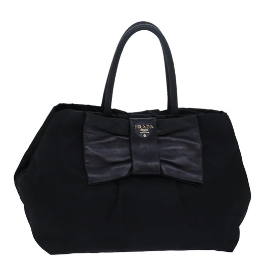 PRADA Hand Bag Nylon Leather Black Auth