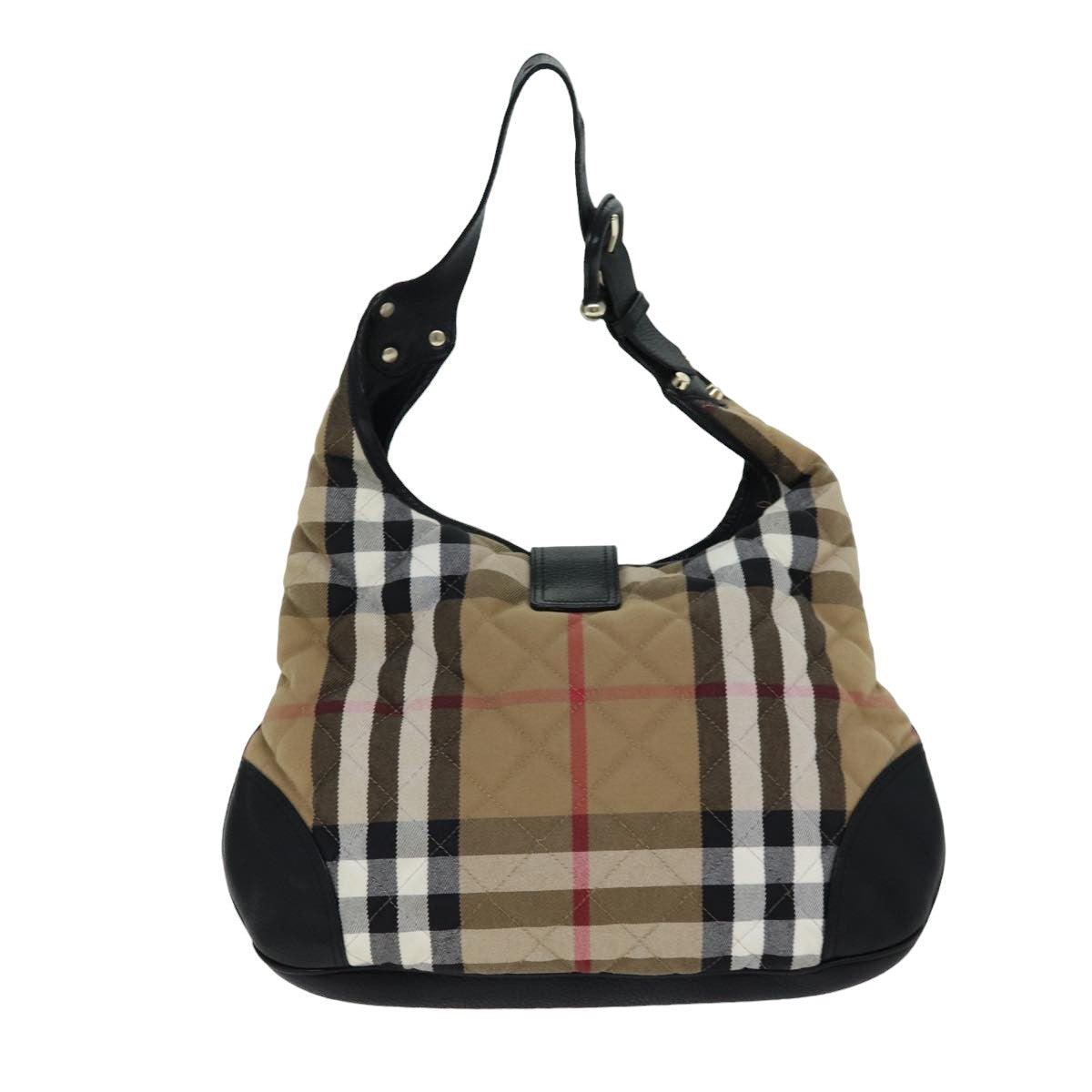 Burberry Nova Check Shoulder Bag Canvas Leather Beige Black Auth 77769
