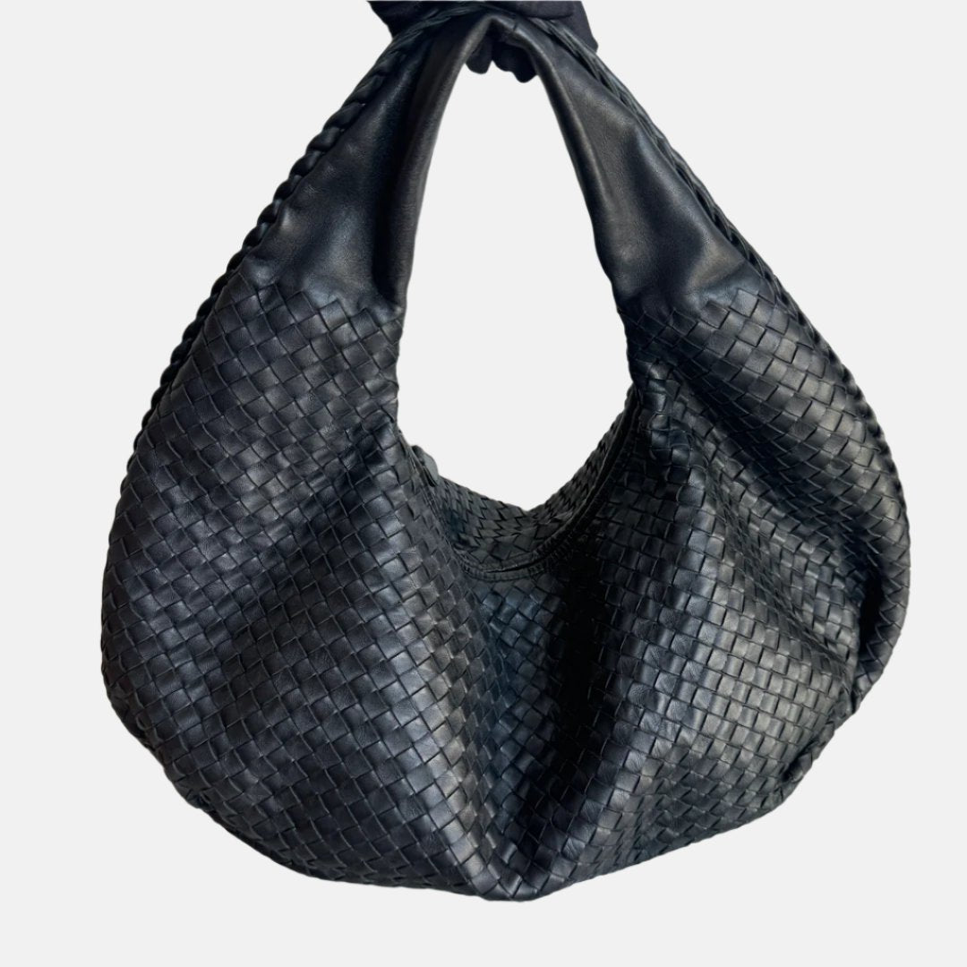 Bottega Veneta Belly Hobo Intrecciato Leather Black Large 52cm