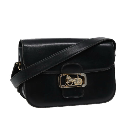 Luxury CELINE Shoulder Bag Leather Black 77808
