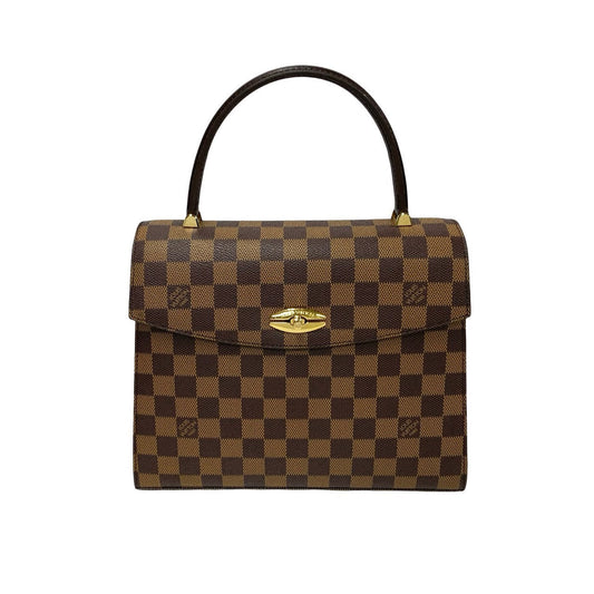 LOUIS VUITTON Handbag leather Brown Damier Malesherbes