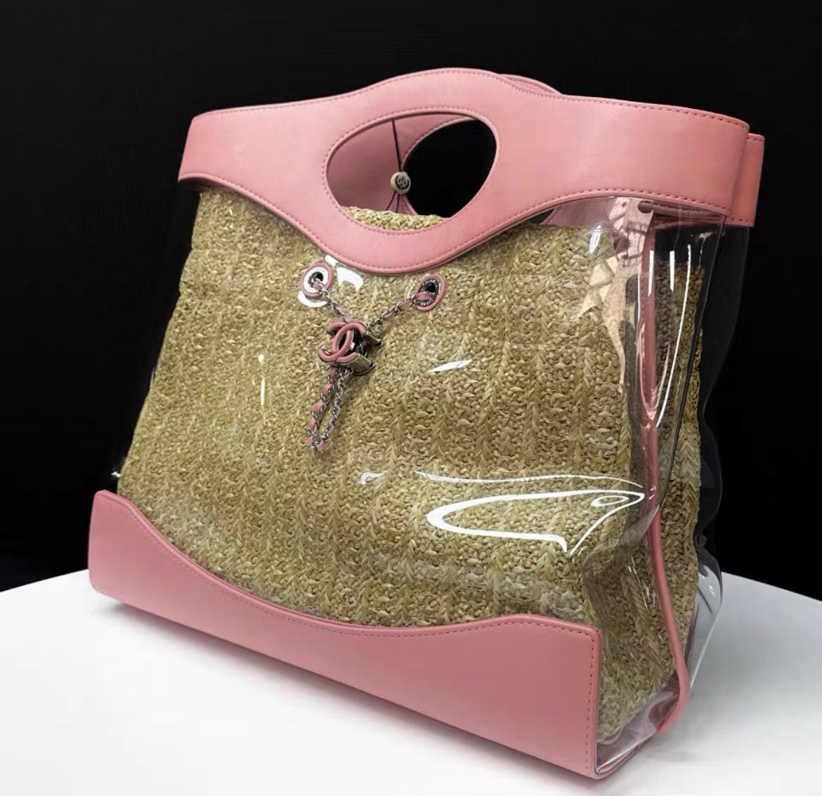 CHANEL Calfskin PVC Chanel 31 Bag Pink