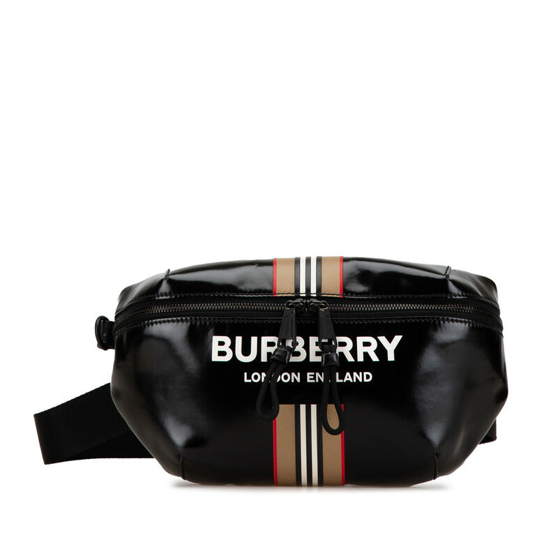 Burberry Logo Stripe PVC Leather Waist Bag