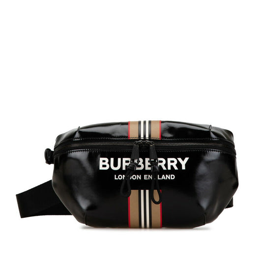 Burberry Logo Stripe PVC Leather Waist Bag