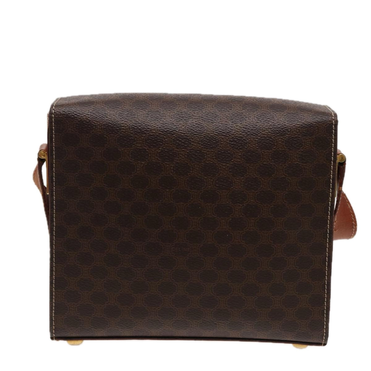 Luxury CELINE Macadam Canvas Shoulder Bag PVC Leather Brown 78221