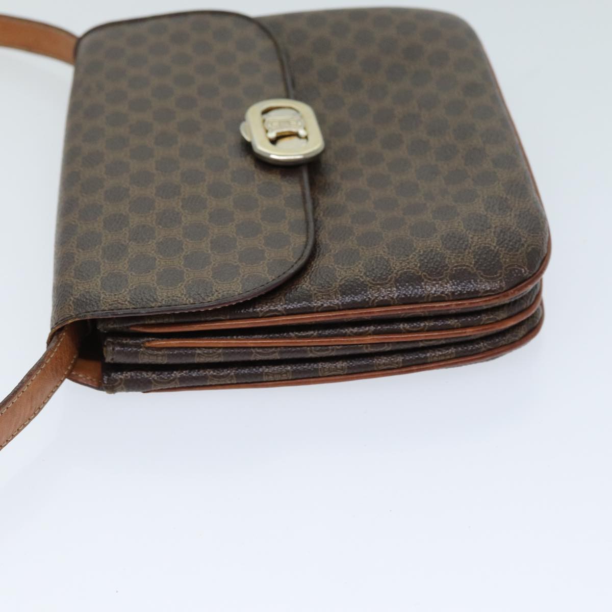 Luxury CELINE Macadam Canvas Shoulder Bag PVC Leather Brown 78222