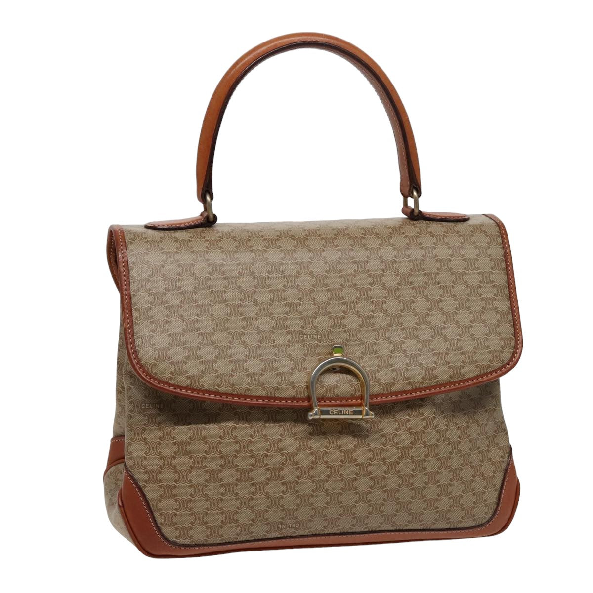 Luxury CELINE Macadam Canvas Hand Bag Beige 78226