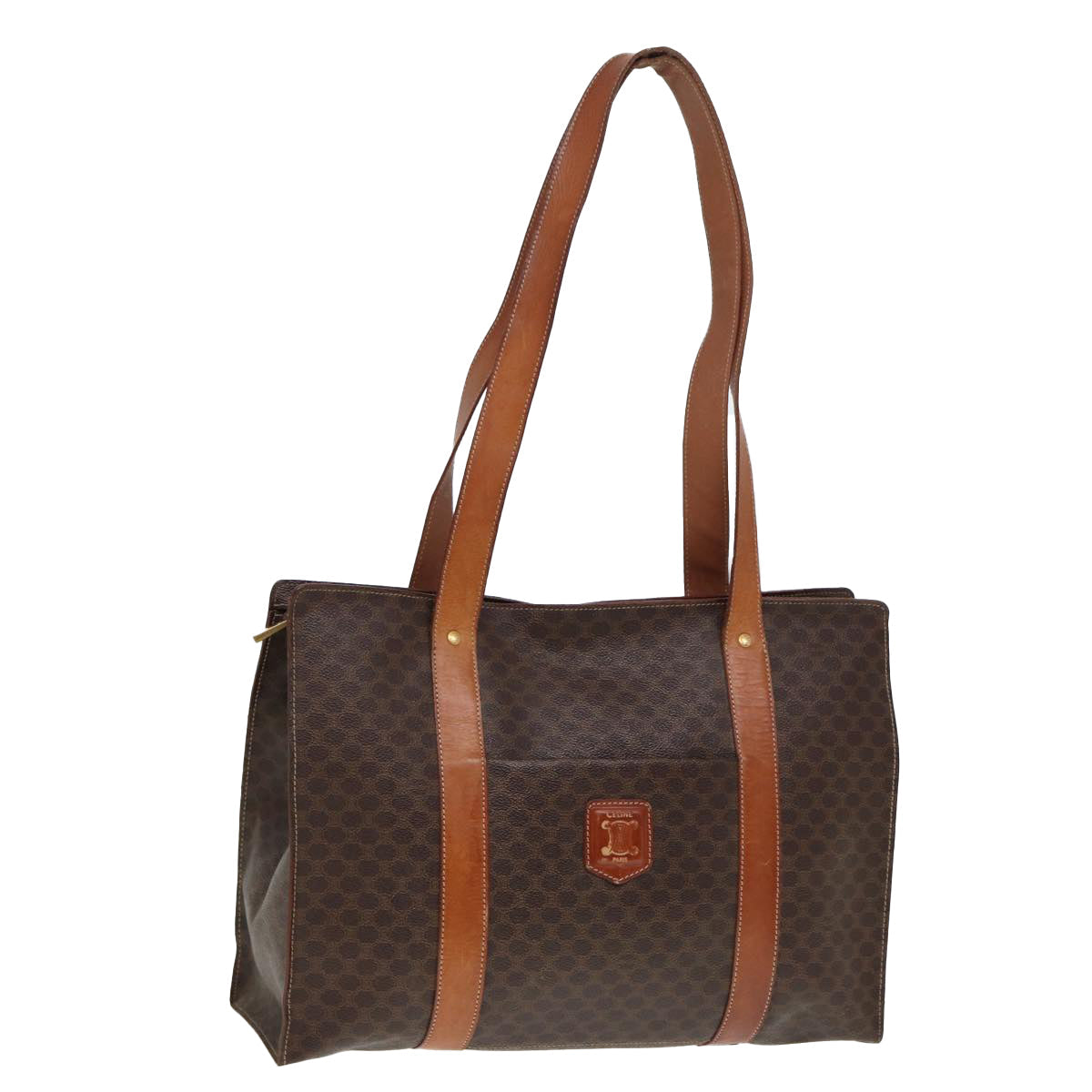 Luxury CELINE Macadam Canvas Tote Bag PVC Leather Brown 78272